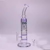 Hookahs Eyes Bong Paarse glazen bongs dubbele honingraat perc waterpijpen 13,7 inch hoog