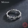 Solid 925 Sterling Silver Mousserande Clear Cz Stjärnor Stackbara Finger Ringar För Kvinnor Fina Smycken Alla hjärtans dag Present 210707