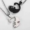 Deux Chat Câlin Couple Collier Noir Blanc Mignon Animal Pendentif Collier Ras Du Cou Meilleurs Amis Femmes Saint Valentin Amant Cadeau G1206