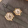 Wristwatches 1 Pair Wooden Watch Men Ostrich Deer Wristwatch Imitation Imitate Wood Case Quartz Soft Leather Strap Women Lover Wri259C