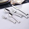 24 SZTUK 304 Zestaw sztućców ze stali nierdzewnej Zestaw stołowych Nóż Knife Fork Tea Spoon Dinatware Kształt Kształt Naczynia Akcesoria kuchenne 211112