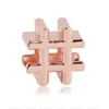 925 Silver Beads Sparkling rose gold Square Charms Rracelet Fits European For Pandora Style Jewelry Bracelets