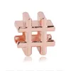 925 Silver Beads Sparkling Rose Gold Square Charms Rracelet Passar European för Pandora Style Smycken Armband