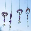 Amethyst Heart Tree of Life Wall Hanging Healing Spiritual Window Hanging Decor Chakra Prism Naturlig kristallhänge Hemprydnad