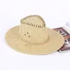 Western Cowboy Três corda Straw Hat Hat Travel Spring e outono ao ar livre Big Hat Eaves Summer Men Hat Sun Hat