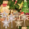 Juldekorationer Festligt parti Supplies Hem Garden Tree Top Star Snowflake Pendant Presenter s Year Xmas Trees Ornaments Treetop Topper