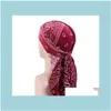 Beanie / SKL hattar kepsar hattar, halsdukar Handskar Fashion Veet Unisex Durag Turban Floral Print Bandanas Cap Män Långt svans Andningsbar Hår Aessori