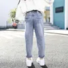 Jeans per ragazze Pantaloni strappati con foro Vita elastica Abbigliamento per bambini Mid Wiat 6 8 10 12 14 210527
