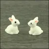 Dekorationer uteplats, gräsmatta hem Gardenfairy Garden Miniature Rabbit White Color Artificial Mini Rabbits Harts Crafts Bonsai Decors Easter Bun