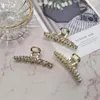 Haarclips Bronrettes Okorean Designer Metal Pearl Claw Big Clamp Clip Hairgrip Women