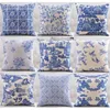 Niebieski i biały wzór poduszki porcelanowej Klasyczny chiński styl dom dekoracyjny poduszka pokrywa lniana bawełniana poduszka Case Y200104