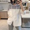 인과 패치 워크 후드 블라우스 여성 봄 느슨한 셔츠 긴 소매 한국어 Blusas Mujer de Moda 6G323 210603