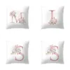 Pink Letter Decorative Cushion Cover Wedding Party Decoration Pillow Cover Peach Skin Sofa Pillowcase w-01286