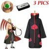 4 사진 Akatsuki Uchiha Tobi Obito Akatsuki Cosplay 의상 클로크 마스크 할로윈 남자 코스프레 의상 헤드 밴드 액세서리 Y08258N