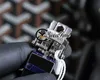 Astronomia Tourbillon 18-каратного желтого золота Dragon Швейцарские кварцевые мужские часы Pave Piece Уникальное полностью прозрачное стекло 3D-гравировка Синяя кожа Super Edition Swisstime C3