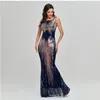 Ärmlös o-hals kvällsfest klänning Shinning paljetter sjöjungfru prom klänningar elegant smal mantel de soriee kvinnor full klänning 2022 ny