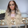 Body Wavy Ash Platinum Blonde Glueless Unprocessed U Part Wigs Middle Open Loose Wave 100 Human Hair V Shape Wig Full Machine3712695