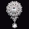 Pins, broches Diezi luxo branco cristal água gota para casamento mulheres vestido de festa de prata cor strass bouquet de buquê de nupcial pinos