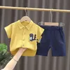 Kinder Baumwolle Kleidung Frühling Herbst Baby Jungen Kurzarm Cartoon Shirts Hosen 2 Teile/sätze Infant Kind Mode Kleinkind Trainingsanzüge X0802