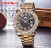 Лучшие бренд полные часы из нержавеющей стали розовые золоты роскошные часы мода подарочные часы Relojes мужские часы большие бриллианты кольцо кварцевые наручные часы