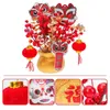 Dekorativa Blommor Kransar 1 Set Year Fake Bonsai Imitated Spring Festival Holly Ornament