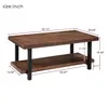 US Stock U_style Meble Istaialne stolik do kawy Litego drewna + MDF i żelazna rama z otwartym półką A00 A29
