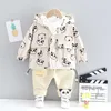 Mode Kid Boy Print Hooded Kläder Tjej Casual Gullig Tecknad Kläder för Baby Sats Toddler Outfit 1 2 3 4 5 ÅR X0902