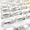 Wholesale 50PCs/Lot Stainless Steel Band Rings For Men Women 6mm Silver Gold Black Plated Fashion Jewelry Party Gift Engagement Wedding Bands