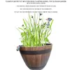 Imitation Wooden Barrel PP Resin Flower Pot Imitated Wood Planting Barrel Gardens Terrasser och imitation Trä fat design 210712