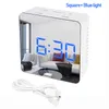 Multi-Function LED Spegel Väckarklocka Snooze Funktion Sluta Operation Temperatur Display Heminredning Klockor för julklapp