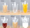 200PCS Transparent flaska Dryck Liquid Juice Milks Kaffe Mjölk Te Yoghurt Förpackning Sug Mouth Bag