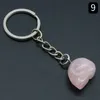 15x19mm pedra natural Crânio Crânio Chave Chaveiros Chaveiros Cor de Prata Cura Ametista Crystal Car Car Keyholder para Mulheres Homens