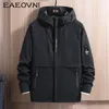 EAEOVNI, chaqueta con capucha para hombre, Otoño Invierno, sudadera informal con capucha, chaquetas de hombre de Color sólido, ropa de calle japonesa de manga larga, ropa para hombre 210928