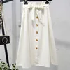 Mode coton genou-haute a-ligne jupe dame été coréen style décontracté style preppy solide taille haute jupe femmes 4790 50 210527