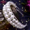 Ручная жемчужная бриллиантовая полоса Baroque Baroque Crystal Bridal Headwear Crownstone со свадебными украшениями аксессуары для волос Diam263w