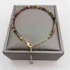 Faceted Kolorowa Bransoletka Tourmaline Delikatny Regulowany 14K Złoto Wypełnione Natural Ston Pulsera Mujer Unikalne Kobiety Boho Bransoletka