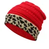 Beanie/Skull Caps 2022 Winter Leopard Print Wool Knit Beanie Women Fashion Casual Hat varm kvinnlig mjuk tjockare häckning Cap Slouchy Bonnet SK
