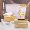 ティッシュボックスナプキン創造性真鍮ボックスヨーロッパの豪華なゴールドナプキンホルダーレストランエルオーナメントホームメタルペーパータオル組織