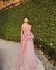 Abiti da festa Sparkly Ruffles Layered Tulle Ball Gown Paillettes Abito da ballo a trapezio See Through Evening Shine Organza Light Pink