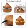 300ml Air Humidifier Aroma Essential Oil Diffuser Ultrasonic Wood Grain Humidificador USB Mini Mist Maker 7 LED Light Car Home 210724