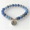 Blue Dongling Beaded Bracelet Lotus 3d Symbol Lovers Beaded Bracelet