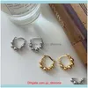 Jewelry100% Authentic 925 Sterling Sier White/Gold Beads Round Ball Geometric Hoop Hie Earrings Jewelry Tle973 & Drop Delivery 2021 Svdli