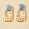 2021 New Punk Gold Rectangle Earrings Blue Long Women Earrings Dangle & Chandelier Matching Clothes Fashion Jewelry Gift