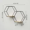 Black/Gold Nordic Style Double Hexagonal Iron Stand Small Pot Wall Holder Wall Shelf Wall Decoration Storage Holder Decror 210705