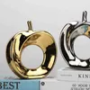 Nordic Ceramic Gold Silver Apple Hollow Ornaments Fruits Decor Modern Office Desktop Home Decoration Accessories Crafts 211105