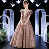 Gold Sequin Toddler Ball Gowns Girls Pageant Dresses Jewel Long Deep V neck Formal Kids Party Gown Flower Girl Dresses for Weddings