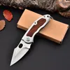 Wholesale F113 Pocket Folding Knife 3Cr13mov Satin Blade Wood Handle EDC Keyring Knives Outdoor Small Camping Knife Free Shipping