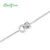 SANTUZZA 100% 925 Bracelet En Argent Sterling Pour Femmes Léopard Panthère Vert Noir Spinelle Blanc Zircone Réglable Fine Jewelry 210315