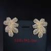 Luxury Large Leaf Drop Flower Micro Cubic Zirconia Paled Naija Wedding Party Earring for Women 2106245663542