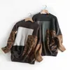 H.Sa Kobiety Vintage Lampart Pullover i Swetry Winter Patchwork Brown Dzianiny Blut Loose Style Koreański Slim Pull Smok 210918